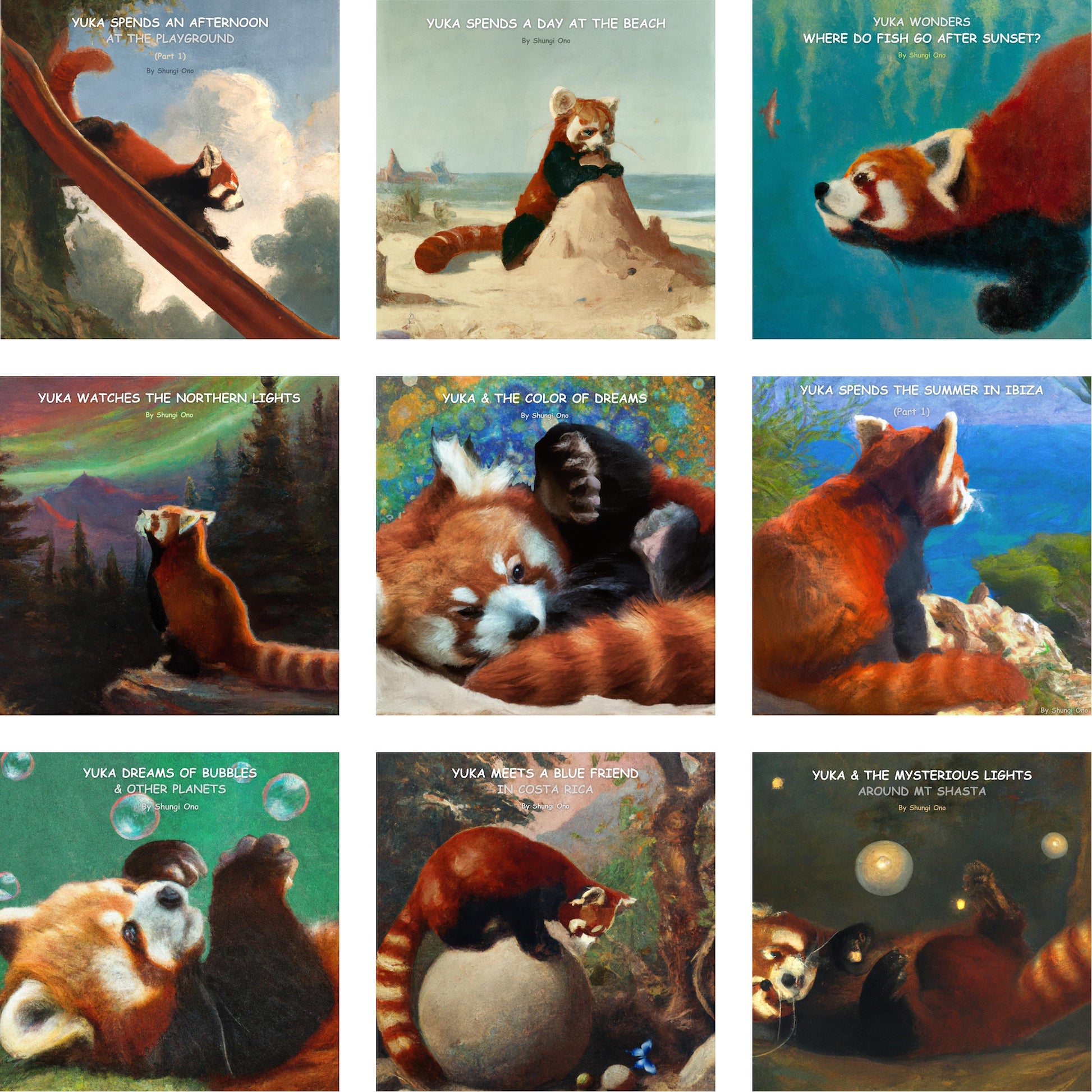  YUKA THE RED PANDA collection of nine other book covers available in the series by Shungite Publishing
